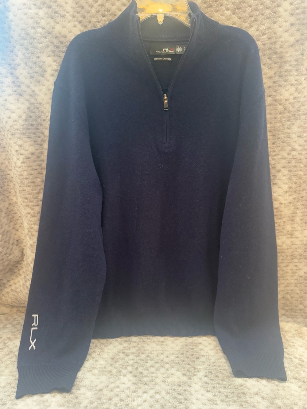 RLX Ralph Lauren Men’s XL 100% Cashmere Quarter Zip Sweater Navy